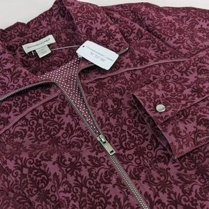 NWT Christopher & Banks Zip Up Jacket Floral Paisley Pockets Women's Size MEDIUM